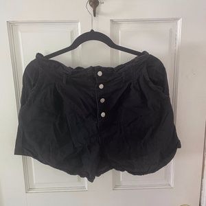 Black High Waisted Button Up Short